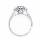 White Gold Round Cut Diamond Floral Halo Ring