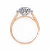 Rose Gold Round Cut Diamond Floral Halo Ring