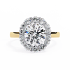 Yellow Gold Round Cut Diamond Floral Halo Ring