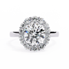 White Gold Round Cut Diamond Floral Halo Ring