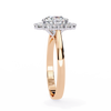 Rose Gold Round Cut Diamond Floral Halo Ring