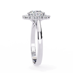 White Gold Round Cut Diamond Floral Halo Ring