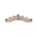 Rose Gold Round Diamond Tiara Crown Ring with Pavé Band