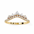 Yellow Gold Round Diamond Tiara Crown Ring with Pavé Band
