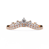 Rose Gold Round Diamond Tiara Crown Ring with Pavé Band
