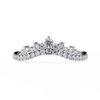 White Gold Round Diamond Tiara Crown Ring with Pavé Band