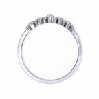White Gold Round Diamond Tiara Crown Ring with Pavé Band