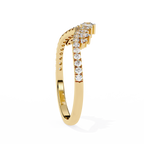 Yellow Gold Round Diamond Tiara Crown Ring with Pavé Band