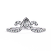 White Gold Pear Cut Diamond Crown Ring with Pavé Scroll Band