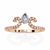 Rose Gold Pear Cut Diamond Crown Ring with Pavé Scroll Band