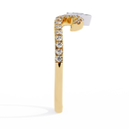 Yellow Gold Pear Cut Diamond Crown Ring with Pavé Scroll Band