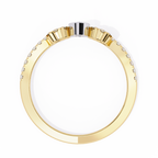 Yellow Gold Pear Cut Diamond Crown Ring with Pavé Scroll Band