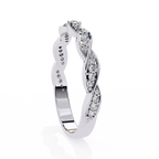 White Gold Round Diamond Twisted Rope Half Eternity Band