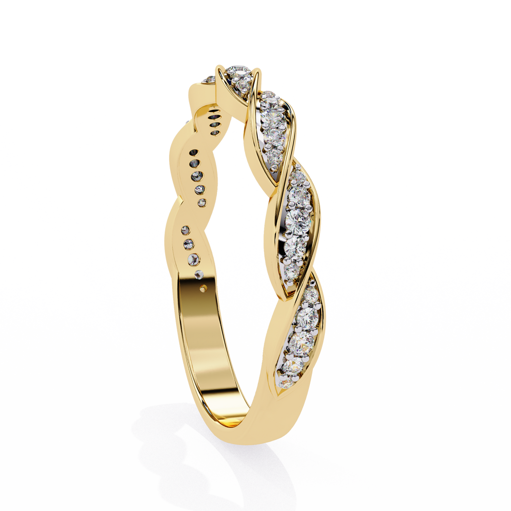 Yellow Gold Round Diamond Twisted Rope Half Eternity Band