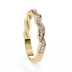 Yellow Gold Round Diamond Twisted Rope Half Eternity Band