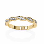 Yellow Gold Round Diamond Twisted Rope Half Eternity Band