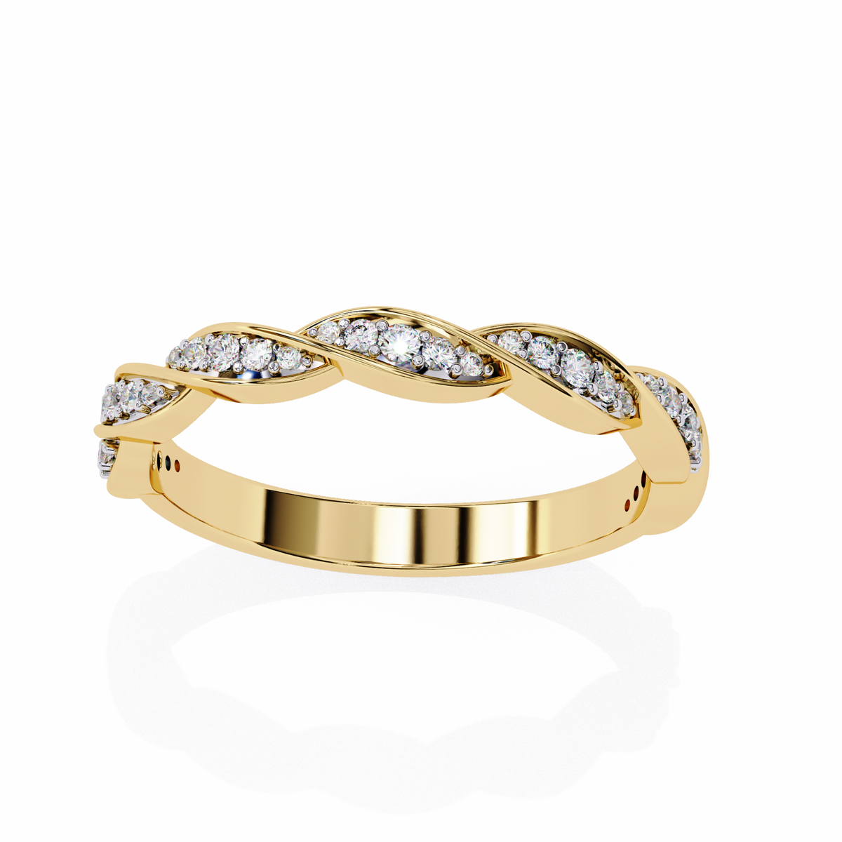 Yellow Gold Round Diamond Twisted Rope Half Eternity Band