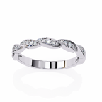 White Gold Round Diamond Twisted Rope Half Eternity Band