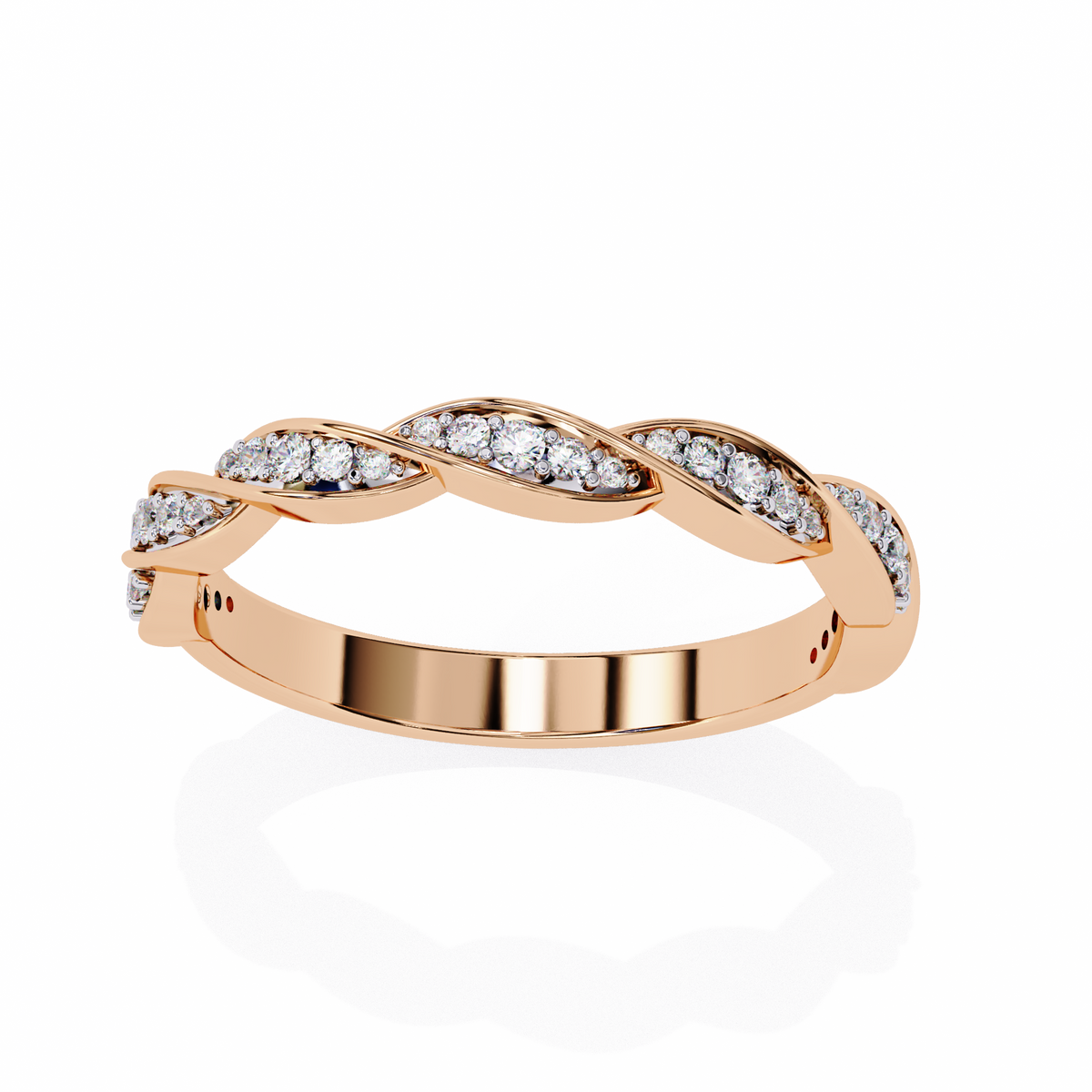 Rose Gold Round Diamond Twisted Rope Half Eternity Band
