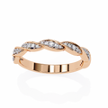 Rose Gold Round Diamond Twisted Rope Half Eternity Band