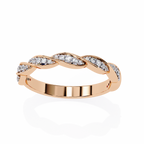 Rose Gold Round Diamond Twisted Rope Half Eternity Band