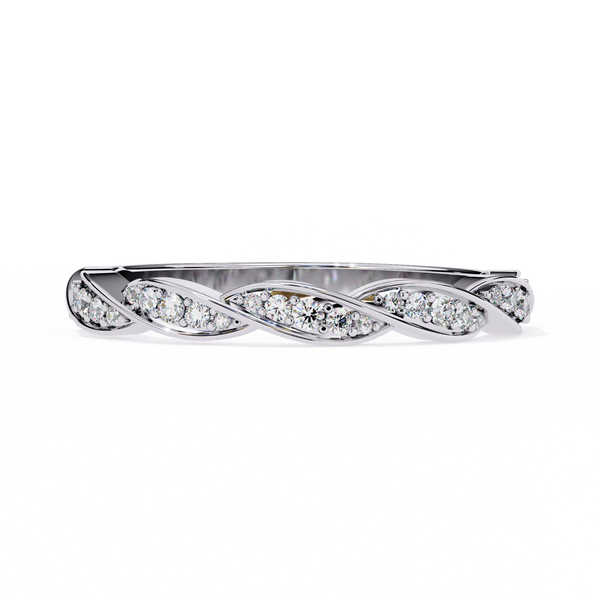 White Gold Round Diamond Twisted Rope Half Eternity Band
