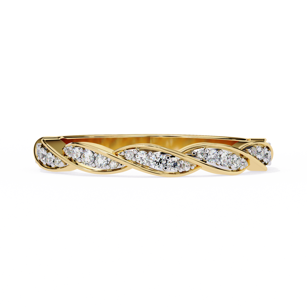 Yellow Gold Round Diamond Twisted Rope Half Eternity Band