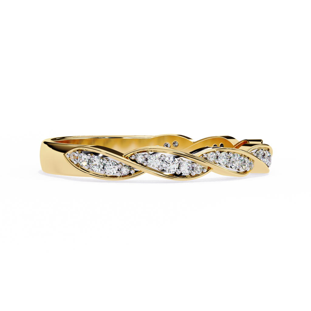 Yellow Gold Round Diamond Twisted Rope Half Eternity Band