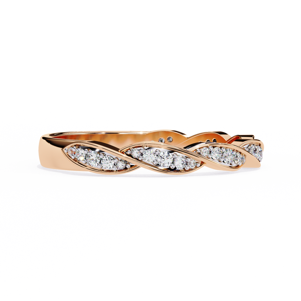 Rose Gold Round Diamond Twisted Rope Half Eternity Band
