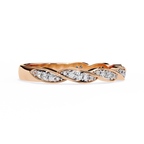Rose Gold Round Diamond Twisted Rope Half Eternity Band