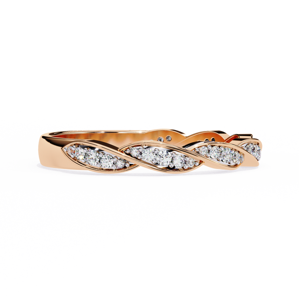 Rose Gold Round Diamond Twisted Rope Half Eternity Band