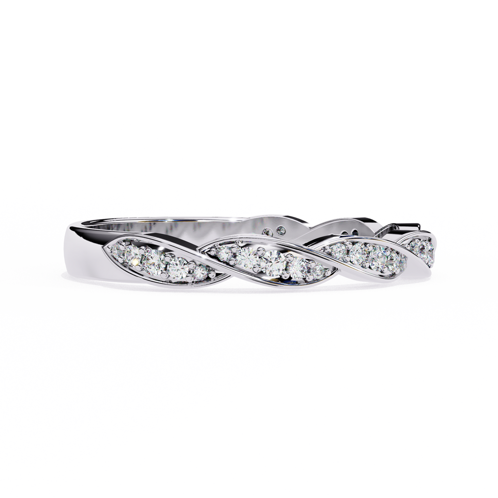 White Gold Round Diamond Twisted Rope Half Eternity Band