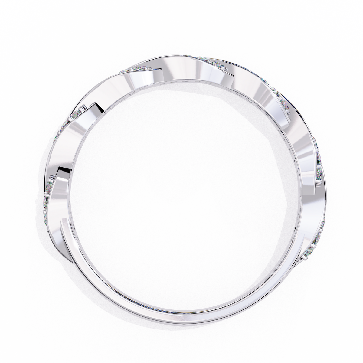 White Gold Round Diamond Twisted Rope Half Eternity Band