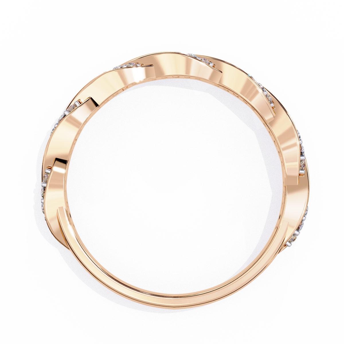 Rose Gold Round Diamond Twisted Rope Half Eternity Band