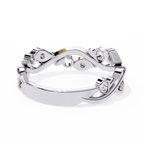 White Gold Round Diamond Leaf and Vine Eternity Band