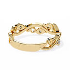 Yellow Gold Round Diamond Leaf and Vine Eternity Band