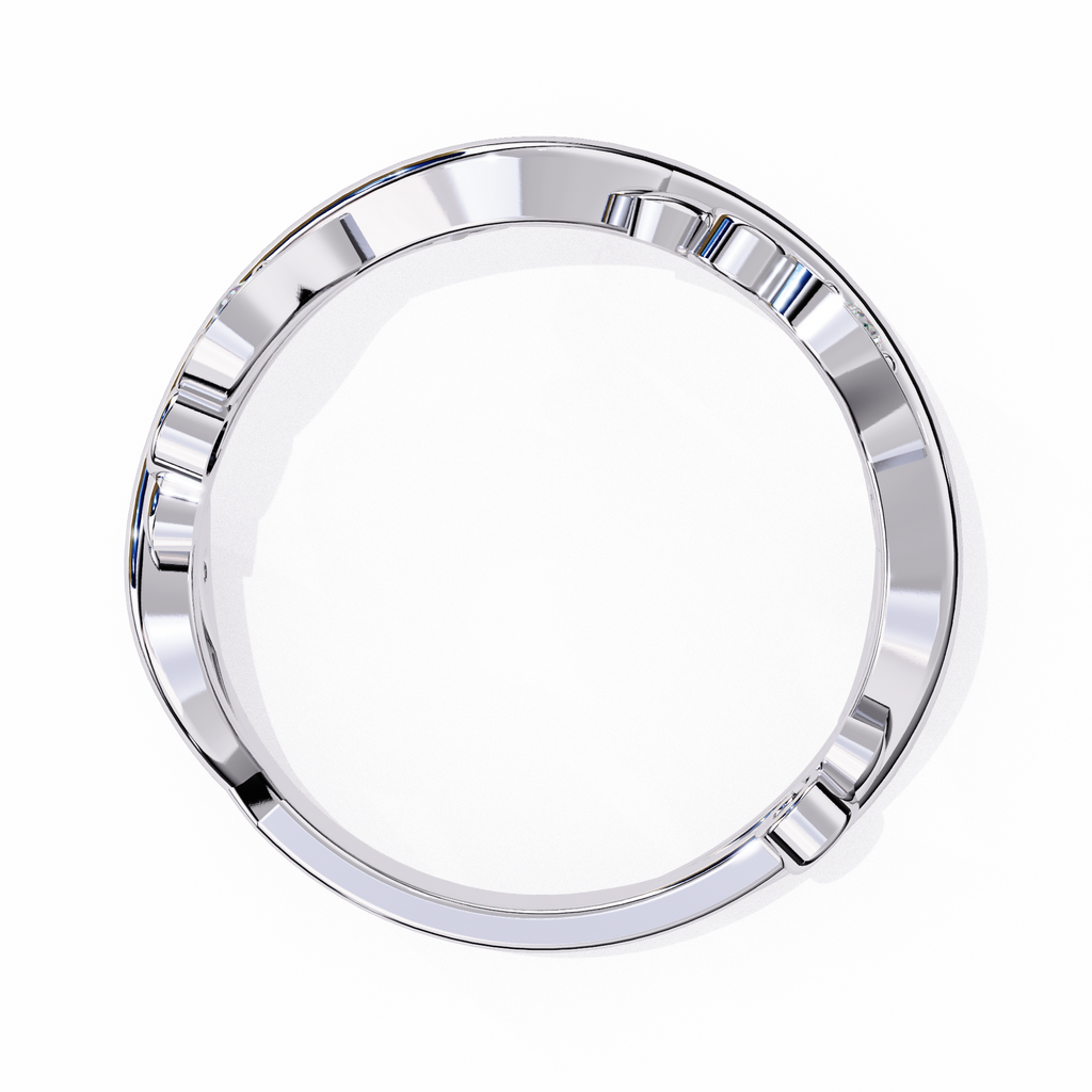 White Gold Round Diamond Leaf and Vine Eternity Band