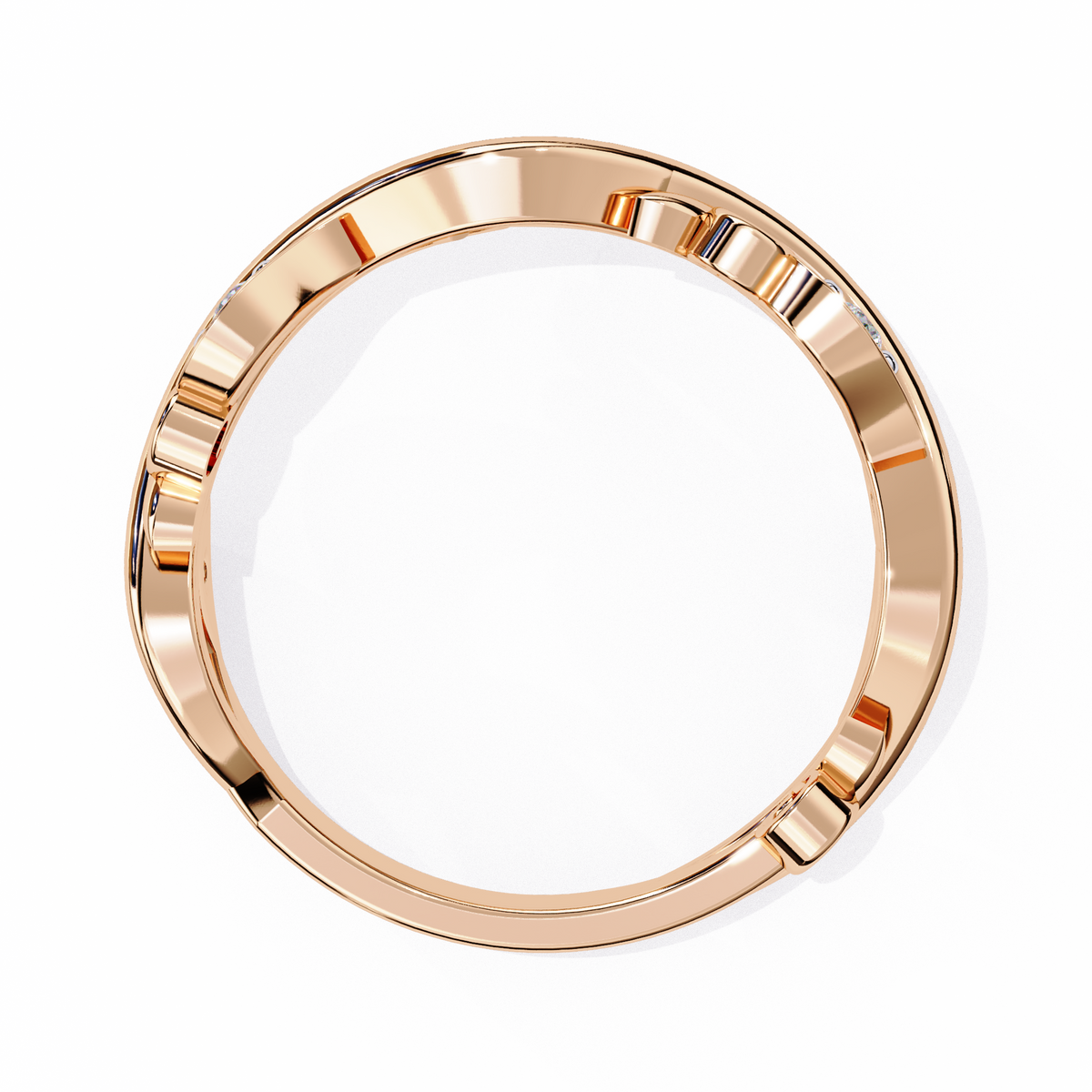 Rose Gold Round Diamond Leaf and Vine Eternity Band