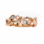 Rose Gold Round Diamond Leaf and Vine Eternity Band