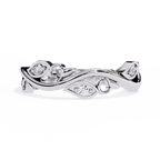 White Gold Round Diamond Leaf and Vine Eternity Band