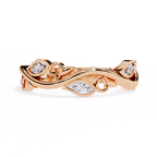 Rose Gold Round Diamond Leaf and Vine Eternity Band