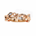 Rose Gold Round Diamond Leaf and Vine Eternity Band