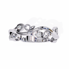 White Gold Round Diamond Leaf and Vine Eternity Band
