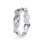 White Gold Round Diamond Leaf and Vine Eternity Band