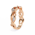 Rose Gold Round Diamond Leaf and Vine Eternity Band