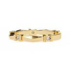 Yellow Gold Round Diamond Bar Link Station Band