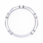White Gold Round Diamond Bar Link Station Band