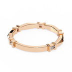 Rose Gold Round Diamond Bar Link Station Band