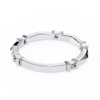 White Gold Round Diamond Bar Link Station Band
