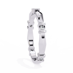White Gold Round Diamond Bar Link Station Band
